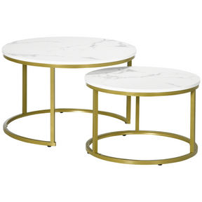 Round marble-effect nest of coffee tables