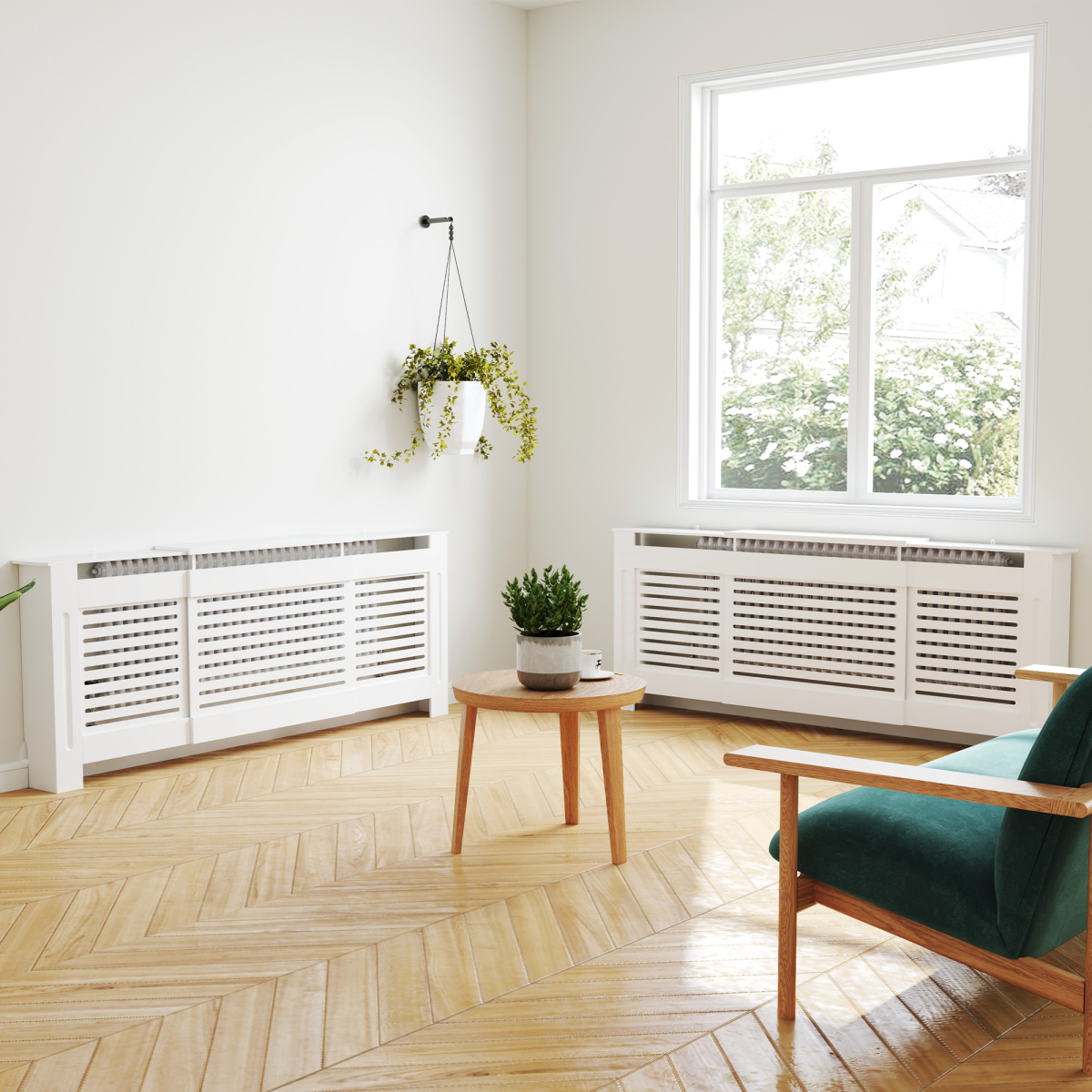 Slatted MDF radiator cover cabinet