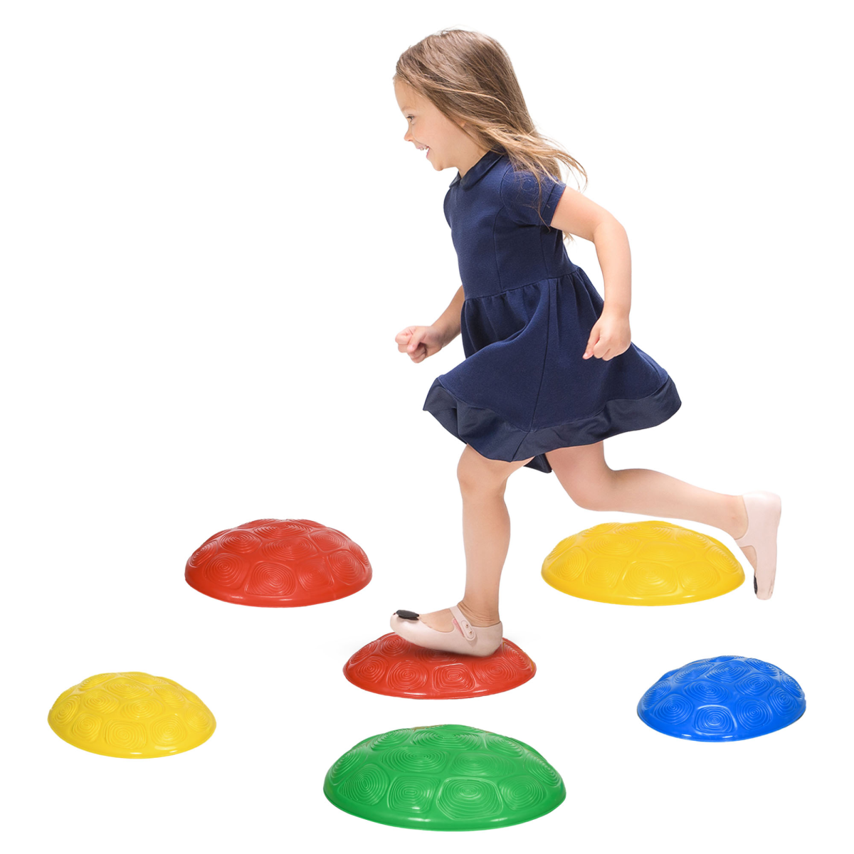 ZONEKIZ 6-Piece Balance River Stones Set with Non-Slip Mats – Kids Stepping Stones for Ages 3–8, Multicoloured