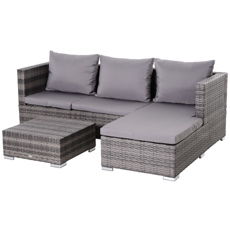 Outsunny Grey Rattan Garden Sofa Set - front view