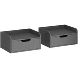 HOMCOM Set of 2 Floating Nightstands with Drawer – Wall-Mounted Bedside Tables for Bedroom, Black