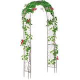 Outsunny Metal Garden Arch with Scroll Design, 226cm High – Climbing Plant Arbour for Weddings & Patios