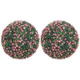 HOMCOM Set of Two Artificial Boxwood Balls Plants – Pink