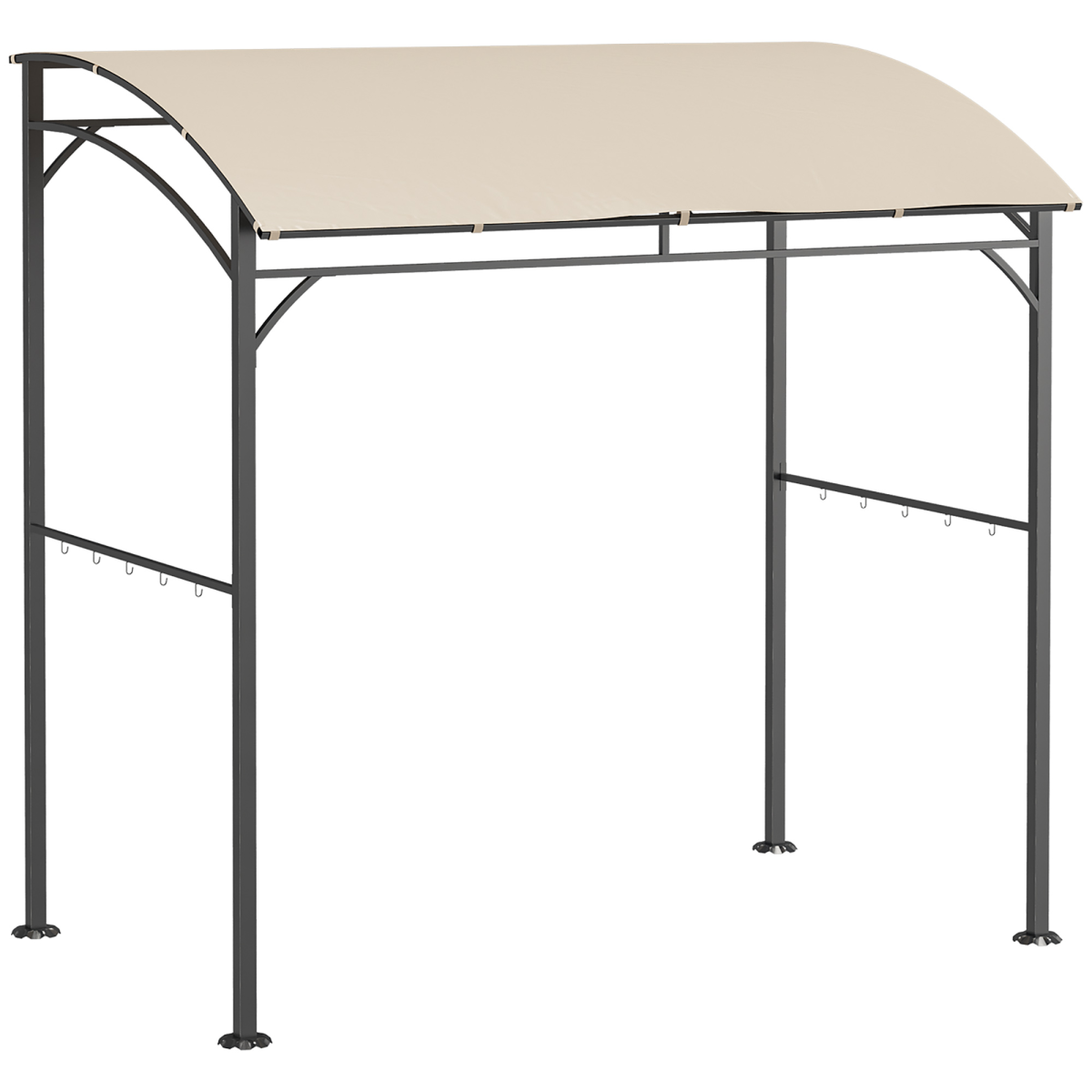 Outsunny BBQ Gazebo Tent 2.2 x 1.5m with 10 Hooks and Curved Canopy – Sun Shade Shelter, Beige