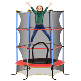 HOMCOM Kids Trampoline with Enclosure Net and Zipped Door – Bungee Design, Indoor Outdoor, Ages 3-10