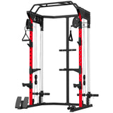 SPORTNOW Power Cage with Dual Cable Pulley System, Pull-Up Bar, Dip Station & Landmine – Home Gym Power Rack