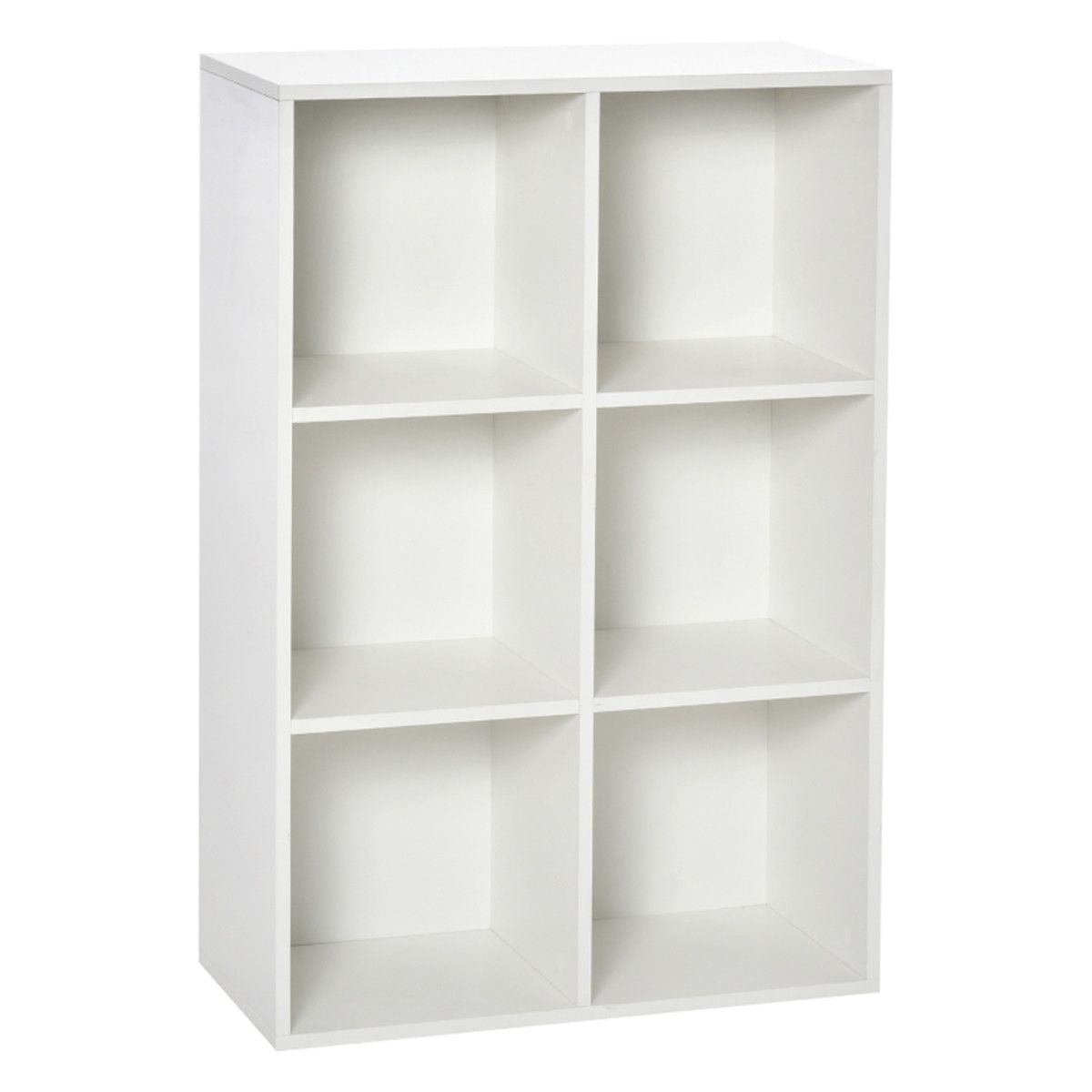 Six-Cube Bookcase Storage Cabinet with Anti-Tip Straps, 50kg Capacity – Open Display Shelving Unit, White