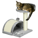 PawHut Cat Tree Kitten Activity Centre with Sisal Scratching Post, Paper Tube & Toy Ball – Beige and Grey