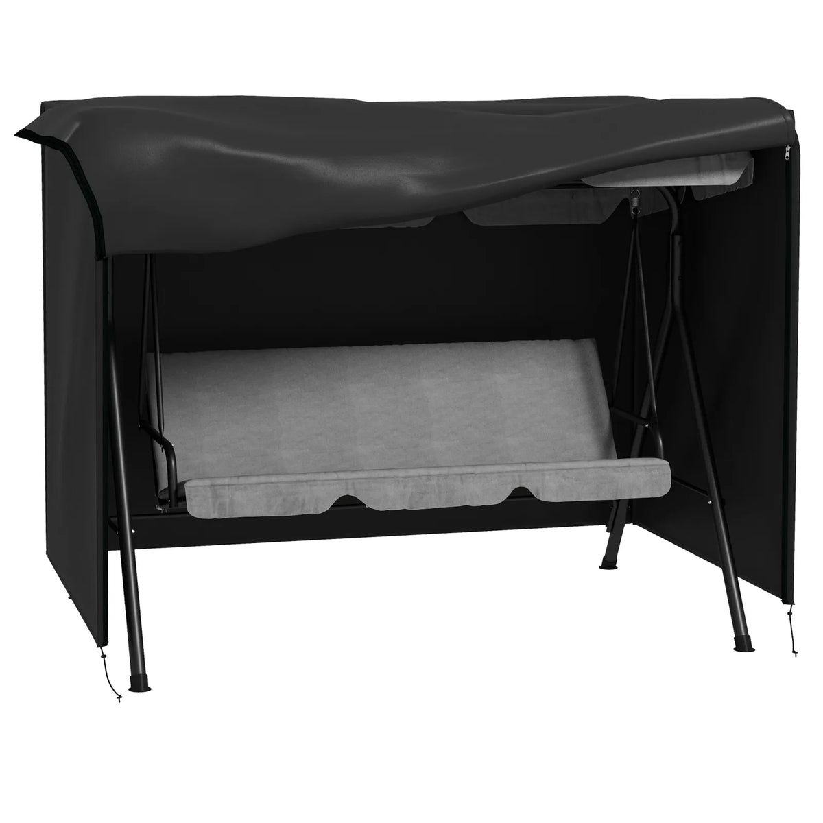 Outsunny 205 x 124 cm Three-Seater Swing Chair Protective Cover – Oxford Cloth Garden Cover, Black