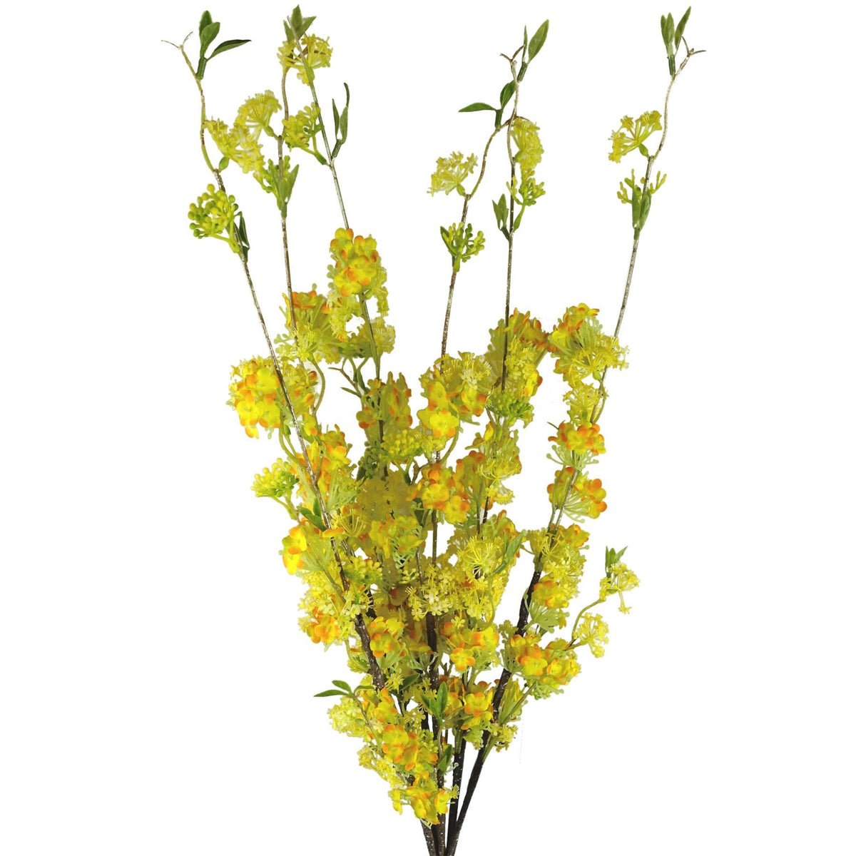 Leaf Large Artificial Blossom Spray Stems with Wired Shapable Stalks, Pack of 6 – 100cm Floral Decor, Yellow