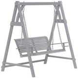 Outsunny 2-Seater Wooden Garden Swing Seat with Cup Trays & Steel Chains – Hammock Bench, Grey