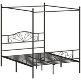 HOMCOM King Size Canopy Bed Frame with Headboard and Footboard – Metal Four-Poster Bed, Black