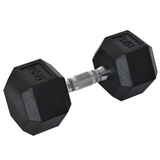 HOMCOM 15kg Single Rubber Hex Dumbbell with Knurled Steel Handle – Home Gym Hand Weight for Strength Training