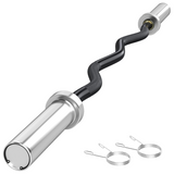 SPORTNOW 120cm EZ Curl Bar with Spring Clips for 5cm Weight Plates, 8kg – Home Gym Barbell Bar, 100kg Capacity