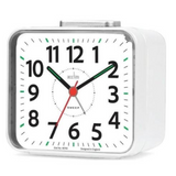 Acctim Parker Non-Ticking Sweep Bedside Alarm Clock with Crescendo Alarm, Snooze & Light, White