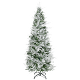 HOMCOM 6ft Snow Flocked Artificial Pencil Christmas Tree with Flame Retardant PVC & Metal Base – Unlit