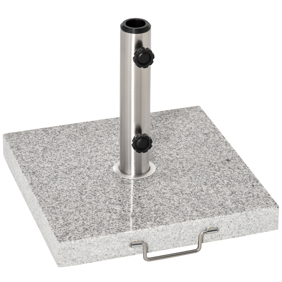 Outsunny 25kg Marble Umbrella Base with Wheels & Handle – Stabilising Parasol Stand, Hemp Grey