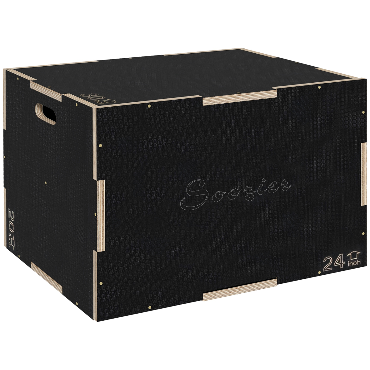 SPORTNOW 3-in-1 Wooden Plyometric Jump Box, 41/51/61cm Heights – Non-Slip Plyo Box for Home Gym Training, Black