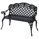 Outsunny Cast Aluminium Garden Bench – Antique-Style Outdoor Seat with Floral Scroll Back, Black