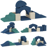 AIYAPLAY 7 Piece Kids Soft Play Set with Velvet Cover – Climb and Crawl Foam Toy for Toddlers, Dark Blue