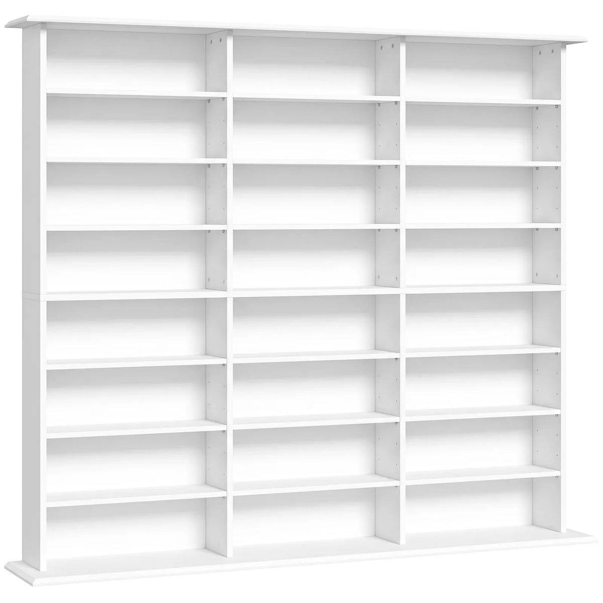 HOMCOM 1032 CD / 594 DVD Media Storage Unit with 24 Compartments & 18 Adjustable Shelves – Blu-ray Shelf Tower, White