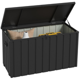 Outsunny 450L Waterproof Outdoor Storage Box with Wheels, Handles & Air Pump Lid – Garden Storage, Dark Grey