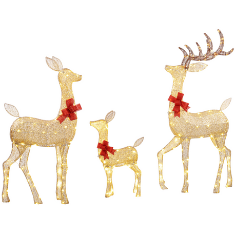 Outsunny light-up gold Christmas deer family