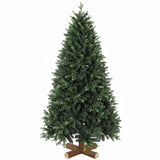 HOMCOM 6ft Hinged Artificial Christmas Tree with 2419 PE and PVC Tips and Fir Wood Base, Green