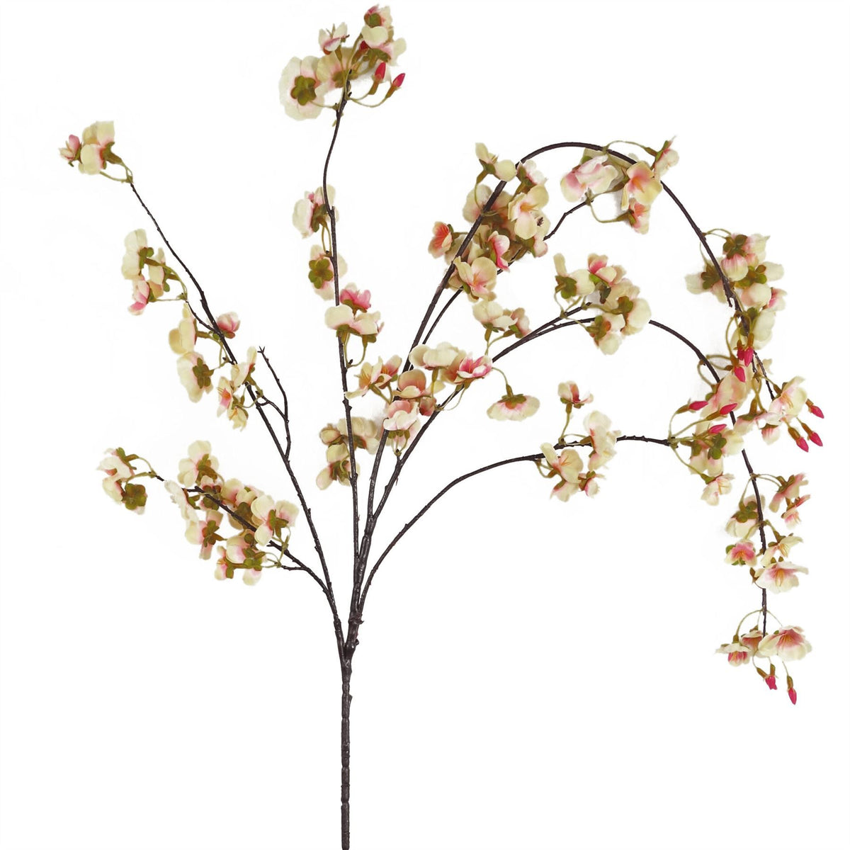 Leaf 110cm Artificial Trailing Cherry Blossom Spray with Silk Flowers – Natural Pink, Wired Stem