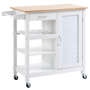 White kitchen island cart with storage