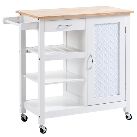 White kitchen island cart with storage
