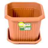 No. 0 Square Plastic Plant Pot with Base – Indoor Outdoor Garden Planter