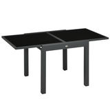 Outsunny Extendable Outdoor Dining Table with Aluminium Frame & Tempered Glass Top – Patio Table, Black