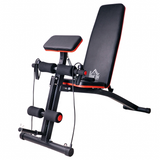HOMCOM Foldable Weight Bench with 7 Incline Positions, Foam Rollers & Exercise Ropes – Home Gym Workout Bench