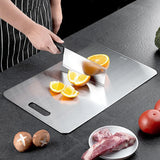 Double-Sided Stainless Steel Chopping Board, 46 x 30cm – Large Kitchen & Camping Cutting Board, Silver