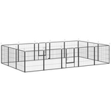 PawHut 16-Panel Heavy Duty Dog Playpen with Doors and Ground Stakes – Foldable Puppy Pen for Small and Medium Dogs, 80 cm High