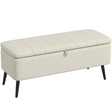 HOMCOM cream linen storage ottoman bench