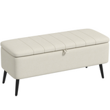 HOMCOM cream linen storage ottoman bench