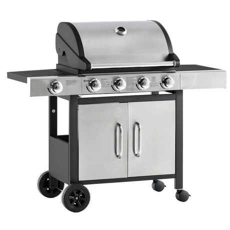 4+1 burner stainless steel gas BBQ trolley