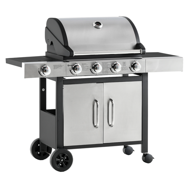 4+1 burner stainless steel gas BBQ trolley