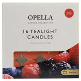 Opella Fresh Berries Scented Tealight Candles, Pack of 16 – 8 Hour Burn Time, Individually Wrapped