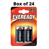 Eveready C Size Zinc Batteries – High Energy Power for High-Drain Devices, Box of 24 x 2 Packs