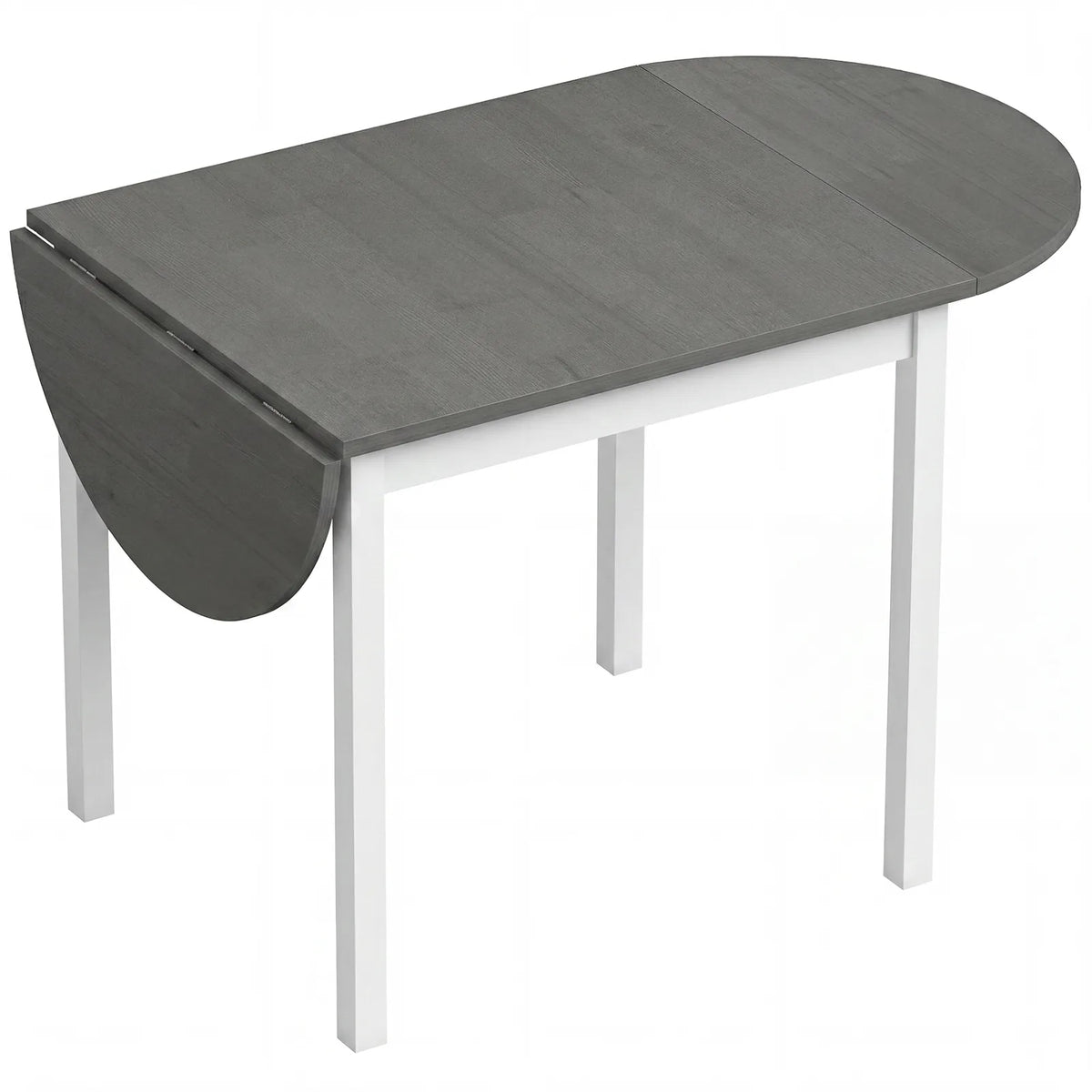 HOMCOM Wooden Drop-Leaf Dining Table for 4–6 People – Folding Pine Wood Table with Anti-Slip Feet, Grey