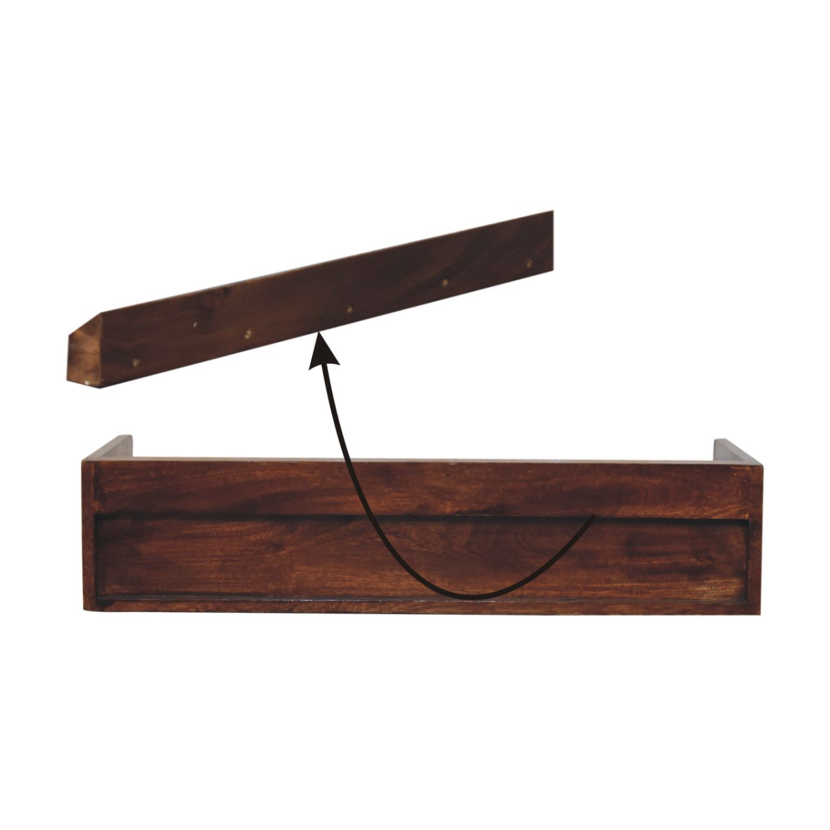 Artisan Furniture Solid Wood Belmont Wall-Mounted Console Shelf with 1 Drawer – Space-Saving Entryway Storage, Dark Brown