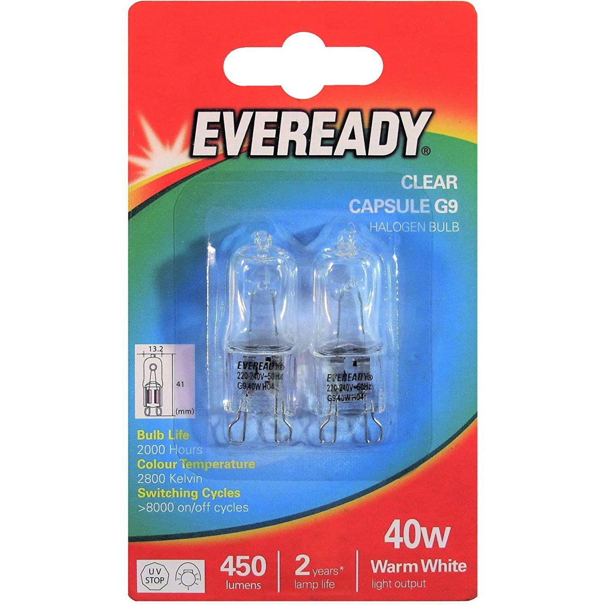 Eveready S815 G9 Halogen Capsule Bulbs 25W, 240 Lumen – Warm White 2,800K Lighting, Pack of 10