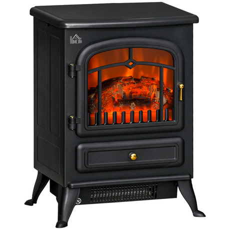 Portable electric fireplace heater with log flame effect