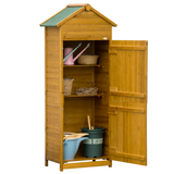 Outsunny Wooden Garden Storage Shed Tool Cabinet with Two Lockable Doors & Shelves – Fir Wood, 191.5cm