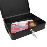 12 Inch Steel Security Cash Box with Key Lock and Wall Fixing Kit – Document and Valuables Safe, Black