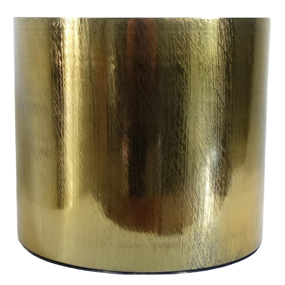 Leaf 18cm Gold Etched Metal Planter – Handmade Indoor Plant Pot with Patterned Brass Finish