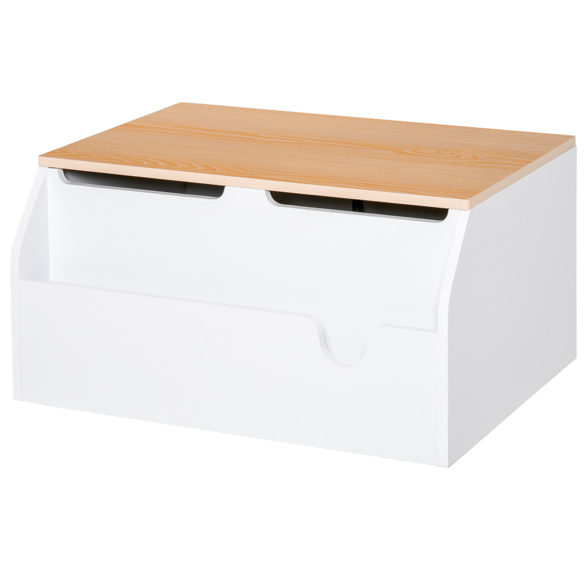 HOMCOM Wooden Kids Toy Box with Book Slot and Gas Hinge Lid – Children's Storage Chest, White